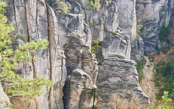 Formaciones Rocosas Arenisca Prachovske Skaly Cerca Jicin Excursionistas Escaladores Paraíso — Foto de Stock