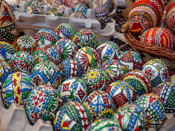 Pek Çok Romen Ortodoks Paskalya Yumurtasının Yakın Çekimi — Stok fotoğraf