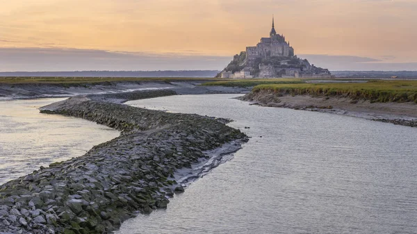 Uma Bela Catedral Monte Saint Michel Ilha Normandia Norte França — Fotografia de Stock