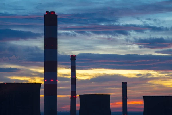 Laziska Gorne Poland Dec 2020 Power Plant Chimneys Background Clouds — Stock Photo, Image