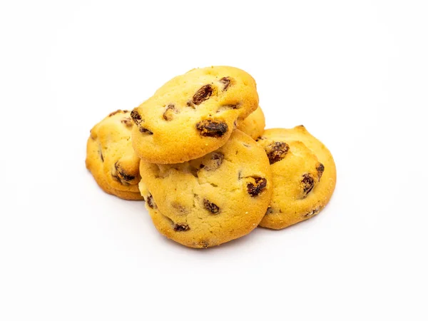 Closeup Shot Cookies Chocolate Chips Isolated White Background — Stock Photo, Image