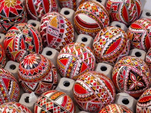 Κοντινό Πλάνο Πολλά Ρουμανικά Ορθόδοξα Πασχαλινά Αυγά — Φωτογραφία Αρχείου