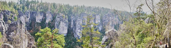 捷克共和国波希米亚中部Prachovske Skaly砂岩组全景 — 图库照片