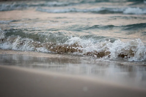 Beau Cliché Vagues Mousse Lavant Rivage — Photo