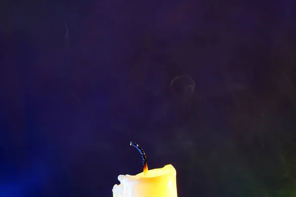 Closeup Burnt Candle Front Dark Background — Stock Photo, Image