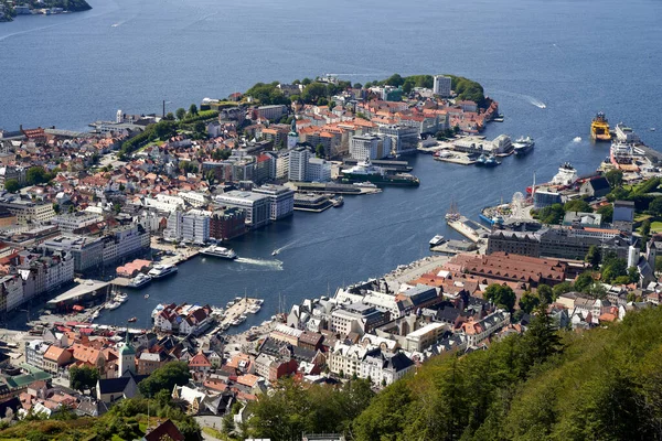 Una Vista Panorámica Ciudad Bergen Noruega Vista Desde Una Colina —  Fotos de Stock