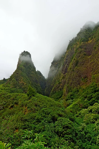 Célèbre Aiguille Iao Dans Parc National Vallée Iao Maui Hawaï — Photo