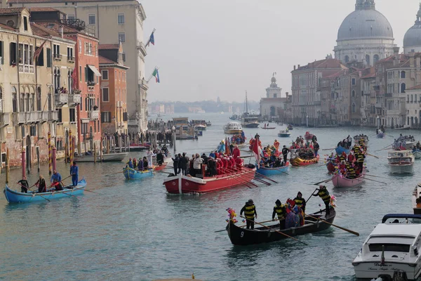 Venezia Italien Februar 2020 Karnevalsumzug Venedig Canalgrande — Stockfoto