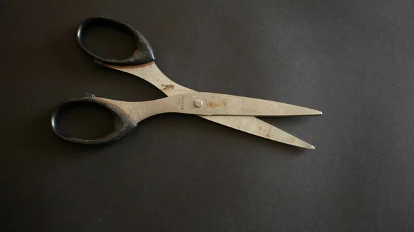 Closeup Shot Pair Scissors Black Surface — Stock Photo, Image