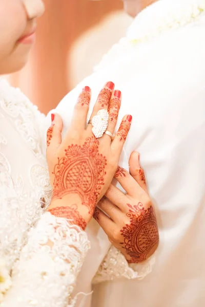 Shallow Focus Traditionally Designed Henna Tattoo Both Arms Woman — Stock Photo, Image