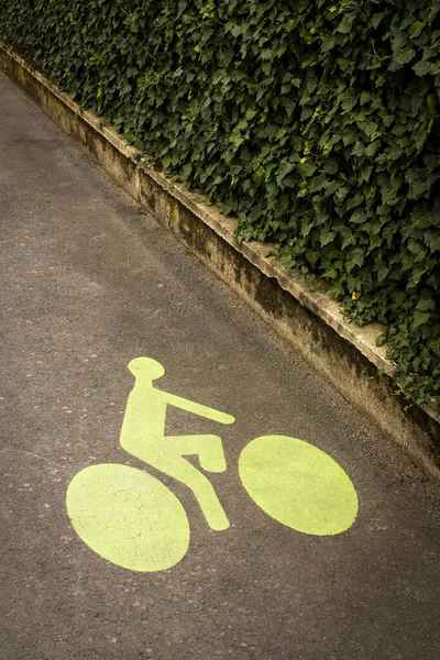 Ett Vertikalt Skott Cykel Körfält Symbol Vägen — Stockfoto