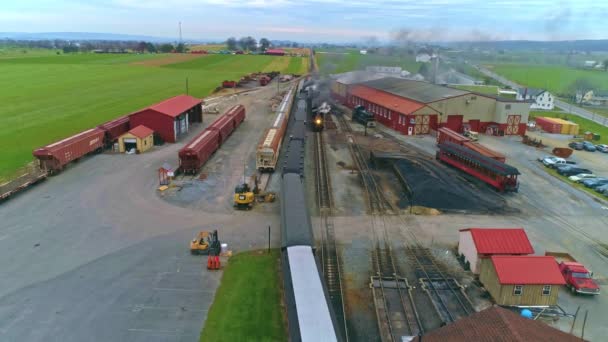 Strasburg Pensylvánie Listopad 2020 Letecký Pohled Starožitný Obnovený Parní Vlak — Stock video