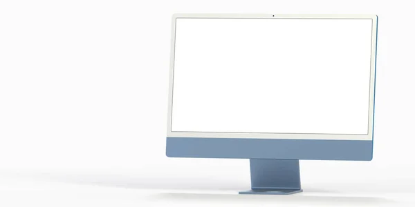 Uma Renderização Monitor Computador Com Tela Branca Branco — Fotografia de Stock