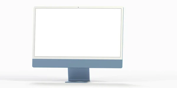 Uma Renderização Monitor Computador Com Tela Branca Branco — Fotografia de Stock