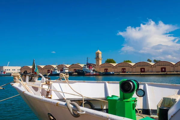 Utsikt Över Hamnen Gandia Med Bodar Lager Och Fiskmarknaden — Stockfoto