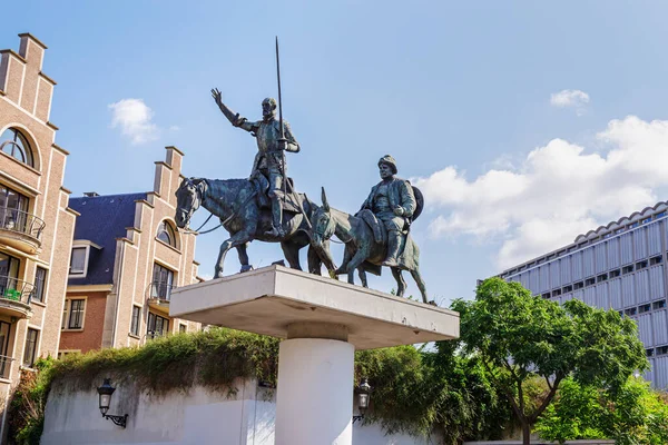 Brussels Belgium 2017 Június Don Quijote Sancha Panza Emlékműve Brüsszeli — Stock Fotó