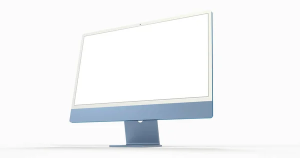 Uma Renderização Monitor Computador Com Tela Branca Branco — Fotografia de Stock