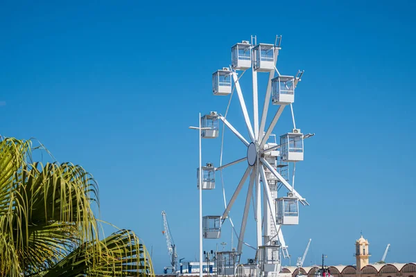 Vista Sul Porto Gandia Con Capannoni Magazzini Mercato Del Pesce — Foto Stock