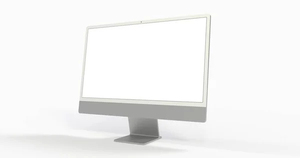 Rendering Display Del Computer Con Schermo Bianco Vuoto — Foto Stock