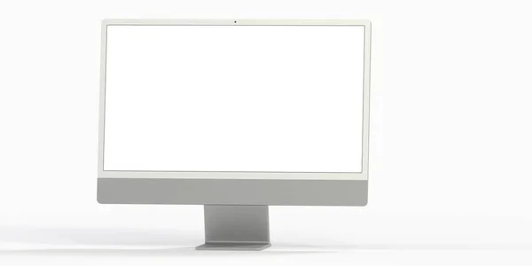 Ein Rendering Eines Computerdisplays Mit Leerem Weißen Bildschirm — Stockfoto