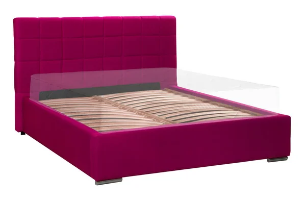 Ein Modernes Bett Rosa Farbe Isoliert Auf Weißem Hintergrund Darstellung — Stockfoto