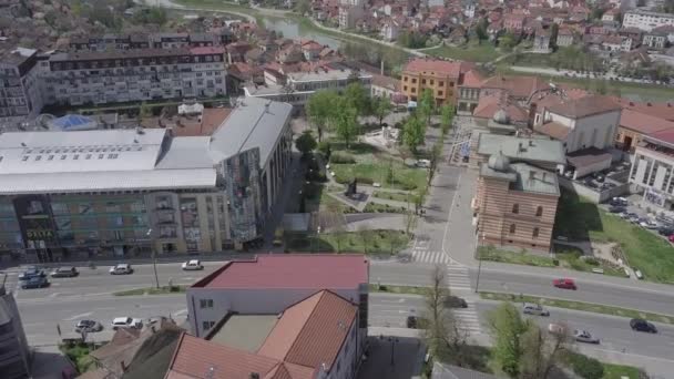 Vista Aérea Del Paisaje Urbano Del Distrito Brcko Bosnia Herzegovina — Vídeos de Stock