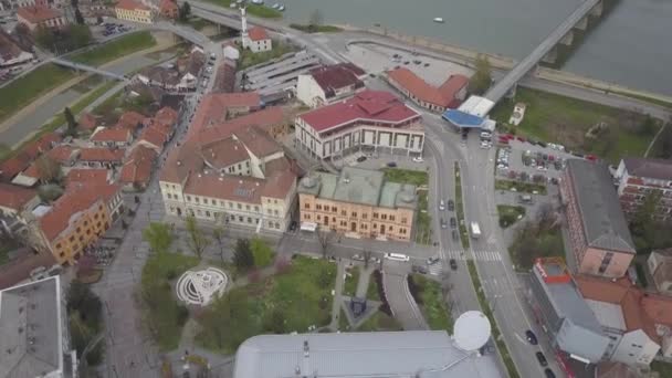 Foto Aerea Del Paesaggio Urbano Del Distretto Brcko Bosnia Erzegovina — Video Stock