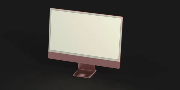 白い画面を持つコンピュータディスプレイの3Dレンダリング — ストック写真