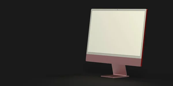 Rendering Computer Display Blank White Screen — Stock Photo, Image