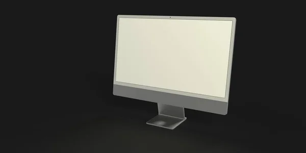 Uma Renderização Monitor Computador Com Tela Branca Branco — Fotografia de Stock