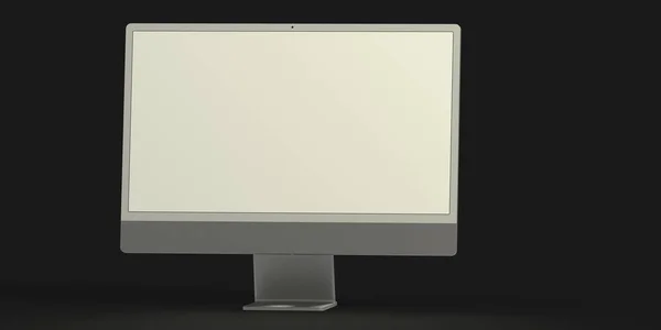 白い画面を持つコンピュータディスプレイの3Dレンダリング — ストック写真
