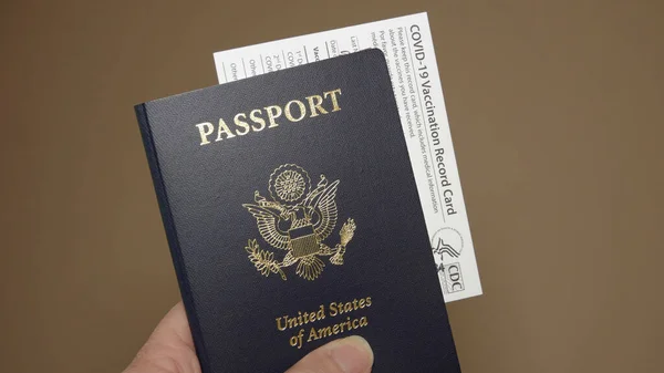 Vista United States Apr 2021 Resekoncept Närbild Amerikanskt Pass Med — Stockfoto