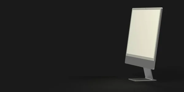 Rendering Computer Display Blank White Screen — Stock Photo, Image