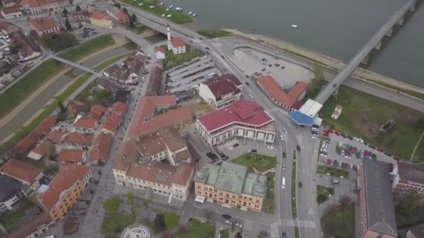 Flygfoto Stadslandskapet Distriktet Brcko Bosnien Och Hercegovina — Stockvideo