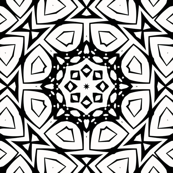 Mandala Vektor Művészet Kerek Szimmetrikus Minta Design Fekete Fehér — Stock Fotó