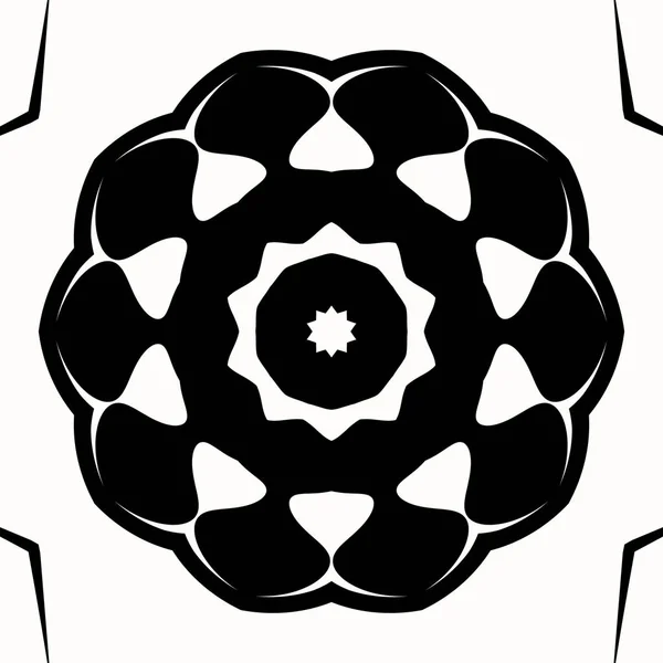 Diseño Patrón Simétrico Redondo Arte Vectorial Mandala Blanco Negro — Foto de Stock