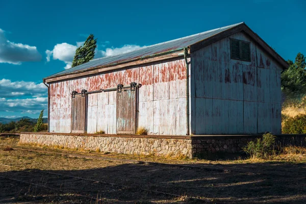 Знімок Старої Залізниці Патагонії Синім Небом Задньому Плані — стокове фото