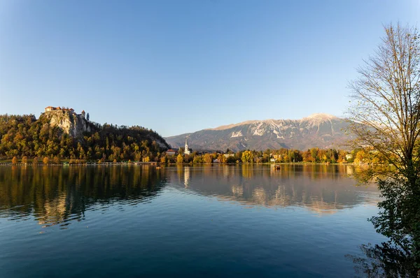 Bled Bled Slovenia湖上的Straza山的一张照片 — 图库照片