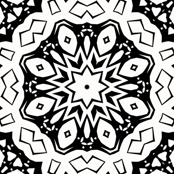 Mandala Vektorové Umění Kulaté Symetrický Vzor Design Černé Bílé — Stock fotografie