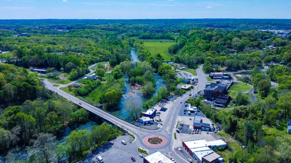 Une Vue Drone Cercle Avec River Smith Entouré Verdure Sous — Photo