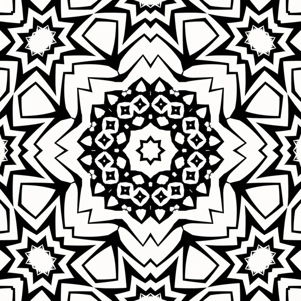Uma Arte Vetorial Mandala Redonda Design Padrão Simétrico Preto Branco — Fotografia de Stock