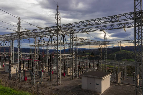 Electrical Substation Beautiful Scenic View Clouds — Stock Photo, Image