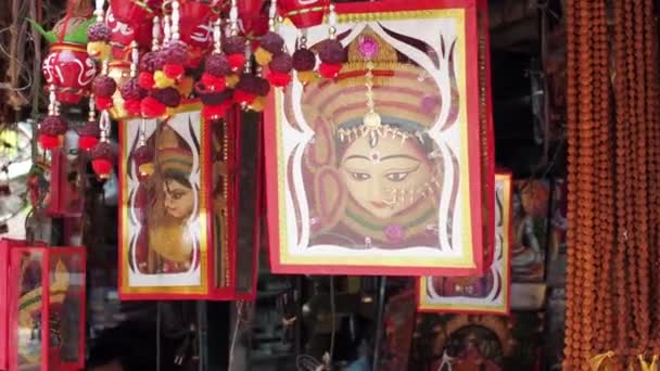 Artisanat Artisanal Devi Durga Fait Thermocol Sur Étals Kalighat Kolkata — Video