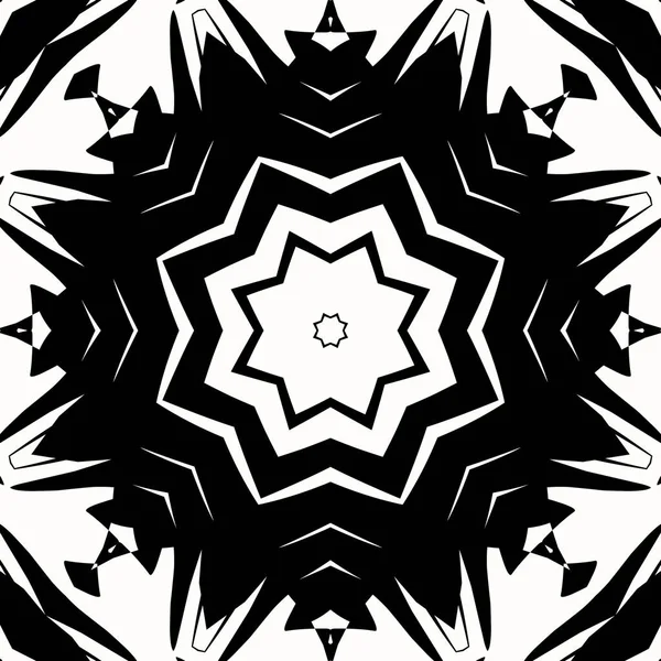 Мандала Векторного Искусства Звезды Симметричный Дизайн Шаблона Черно Белом — стоковое фото