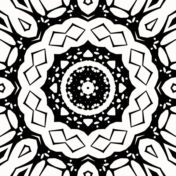 Mandala Arte Vettoriale Rotondo Disegno Modello Simmetrico Bianco Nero — Foto Stock