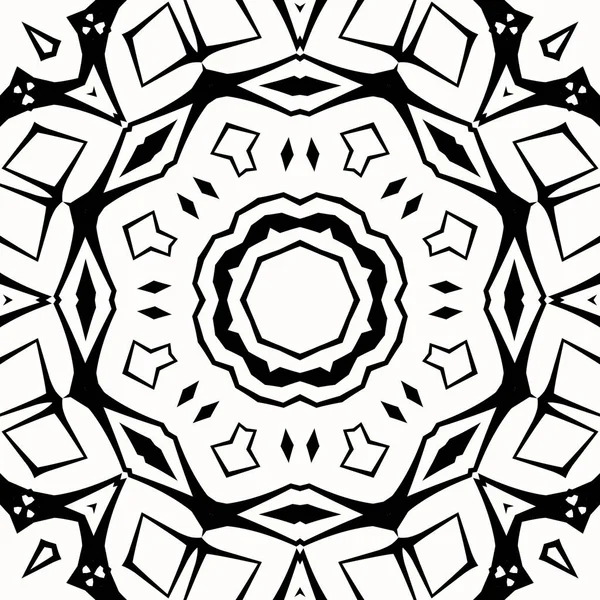 Siyah Beyaz Olarak Bir Mandala Vektör Sanatı Rosymmetrik Desen Tasarımı — Stok fotoğraf