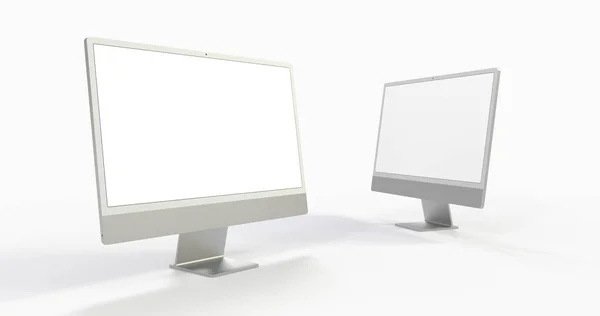 Twee Computers Met Blanco Witte Schermen — Stockfoto