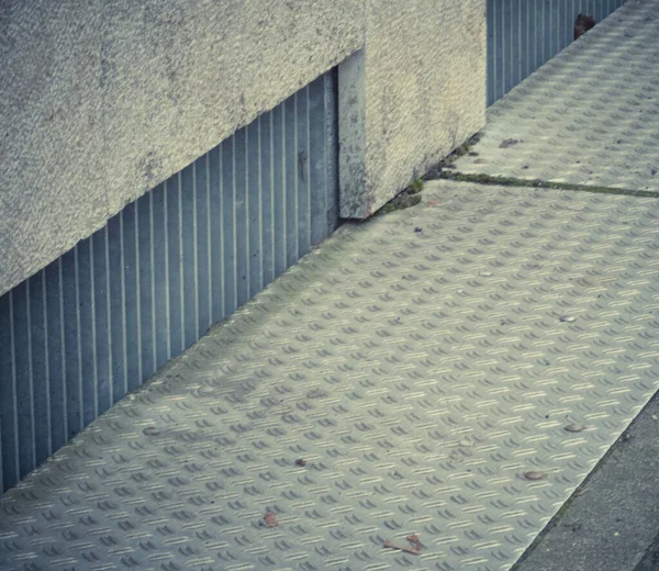 Una Vista Una Placa Piso Metal Acera — Foto de Stock