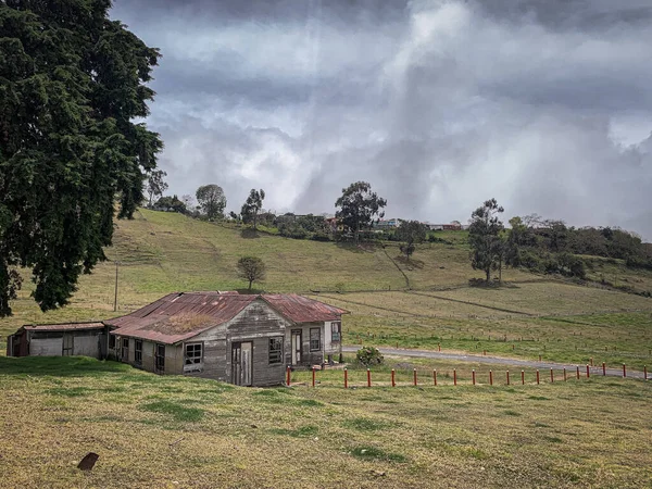 Eerie Scenery Old Wooden Village House Mountain Costa Rica Stormy — Stock Photo, Image