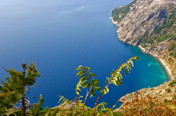 Tiro Aéreo Praia Makarska Croácia Durante Dia — Fotografia de Stock